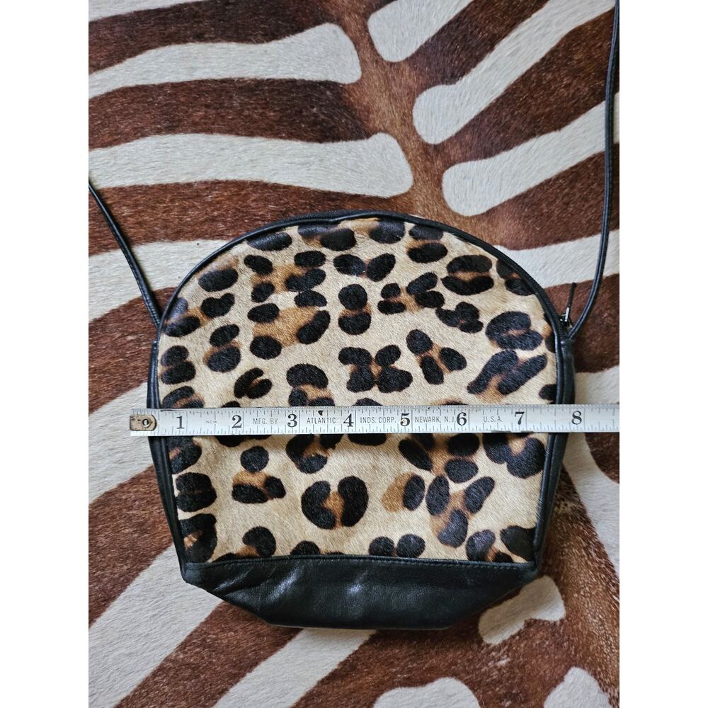 Vintage Cache Leather & Leopard Print Cowhide Crossbody Purse - Picture 5 of 7